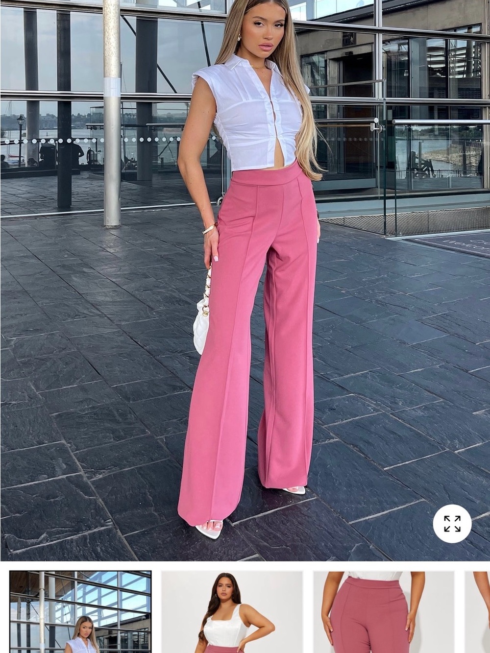 Fashion Nova Pink High-Waist Wide-Leg Pants